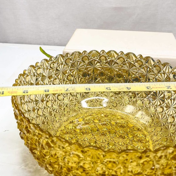 EAMPG Berry Bowl Daisy & Buttons Hard to find 9" Wide Amber - Picture 4 of 4